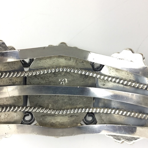 Anna Begay Sterling Silver Navajo Turquoise Cuff - Picture 6 of 7